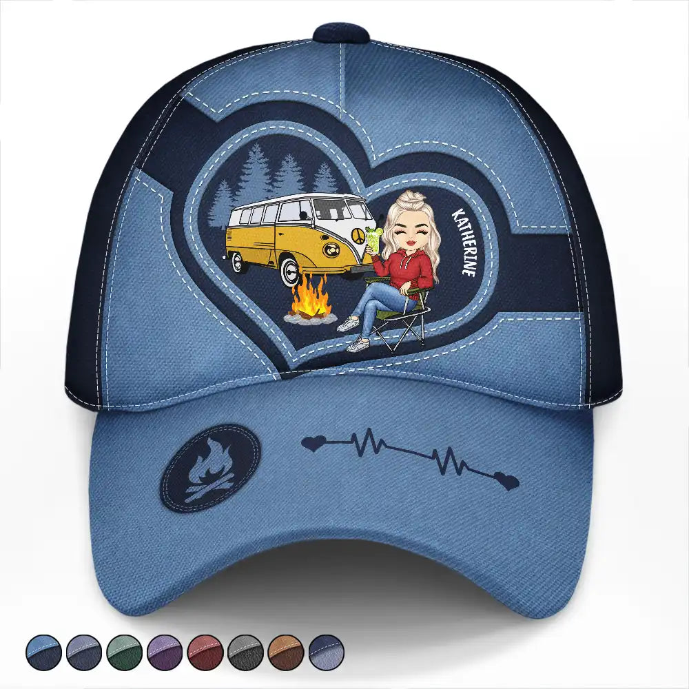Camping Girl With Heart - Personalized Classic Cap