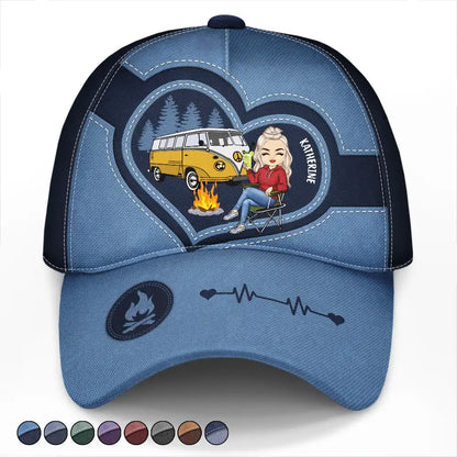 Camping Girl With Heart - Personalized Classic Cap