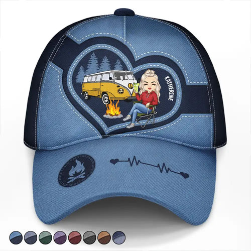 Camping Girl With Heart - Personalized Classic Cap