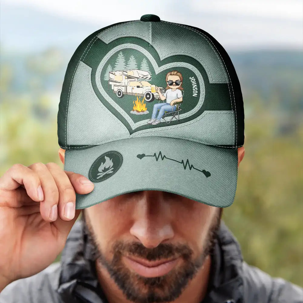 Camping Girl With Heart - Personalized Classic Cap