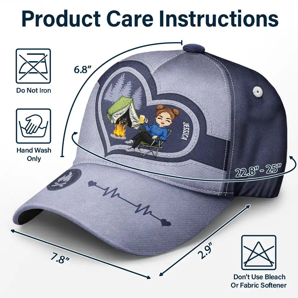 Camping Girl With Heart - Personalized Classic Cap