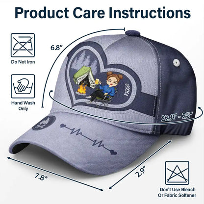 Camping Girl With Heart - Personalized Classic Cap
