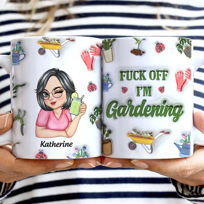 Gardening Because Murder Is Wrong - 3D Inflated Effect Printed Mug, Personalized White Edge-to-Edge Mug