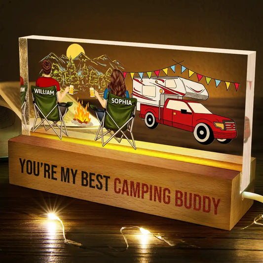 You're My Best Camping Buddy - Personalized Rectangle LED Light