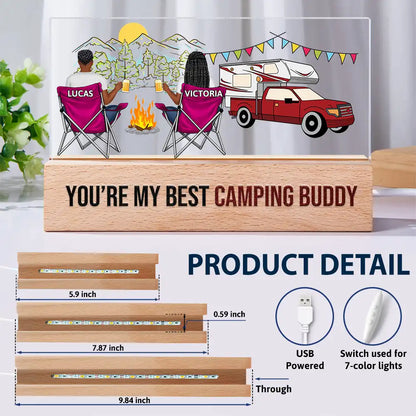 You're My Best Camping Buddy - Personalized Rectangle LED Light