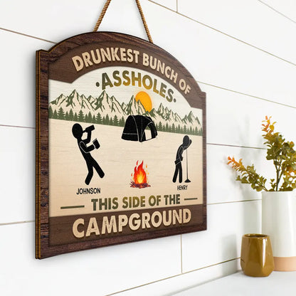 We're Drunk We Go Camping - Personalized Custom Shaped Wood Sign