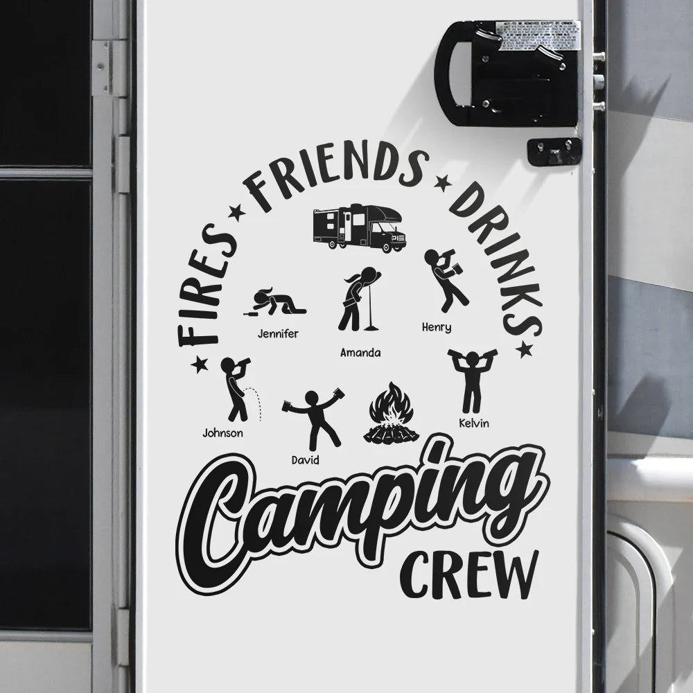 Friend Drink Fun Camping Crew - Personalized Camping Decal, Decor Decal