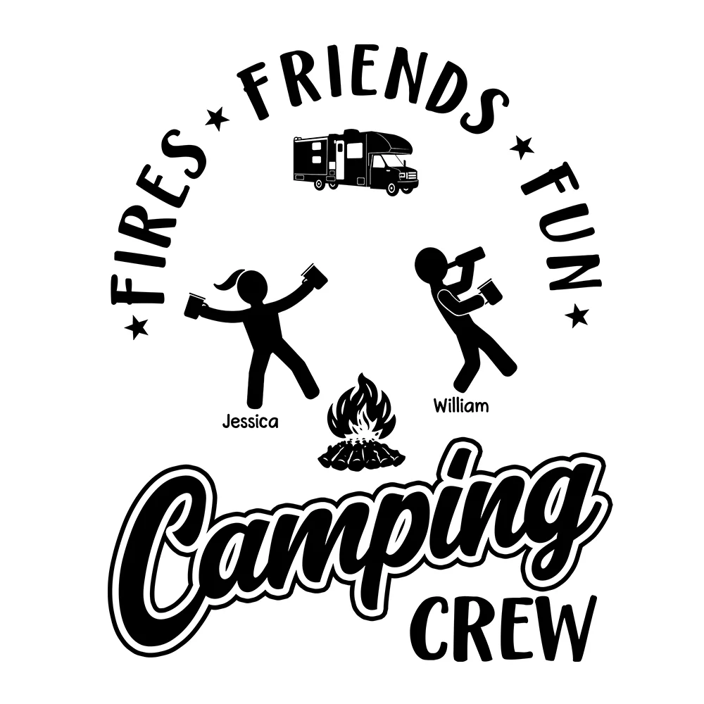 Friend Drink Fun Camping Crew - Personalized Camping Decal, Decor Decal