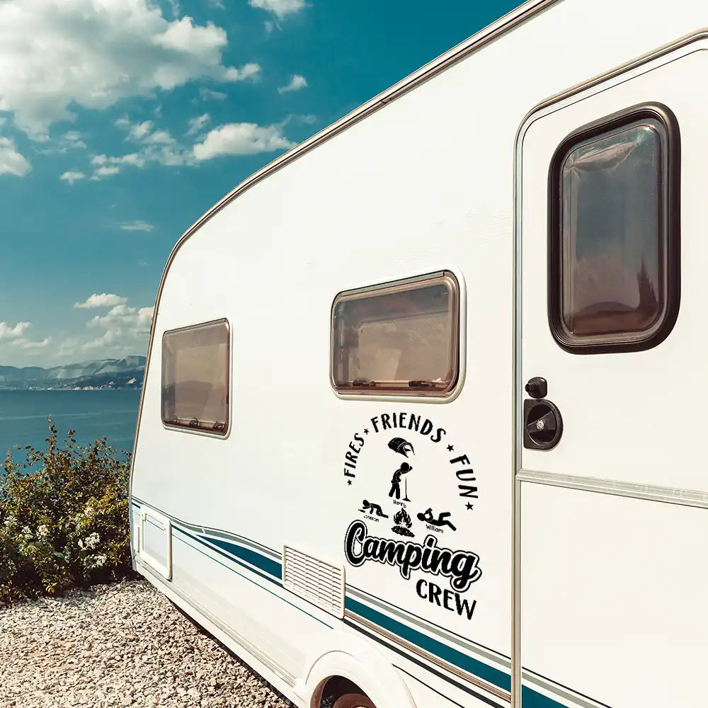 Friend Drink Fun Camping Crew - Personalized Camping Decal, Decor Decal