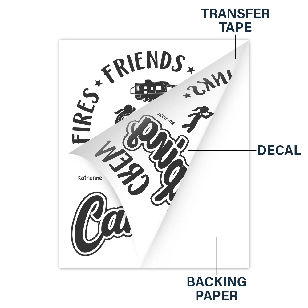 Friend Drink Fun Camping Crew - Personalized Camping Decal, Decor Decal