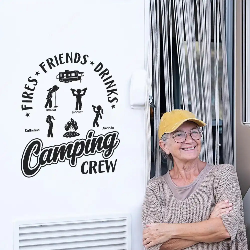 Friend Drink Fun Camping Crew - Personalized Camping Decal, Decor Decal
