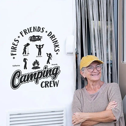 Friend Drink Fun Camping Crew - Personalized Camping Decal, Decor Decal