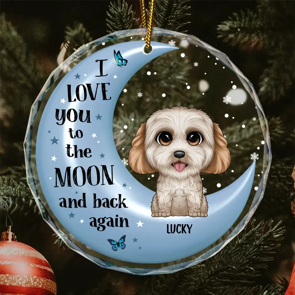 Love You To The Moon And Back Pet Lovers - Personalized Circle Acrylic Ornament