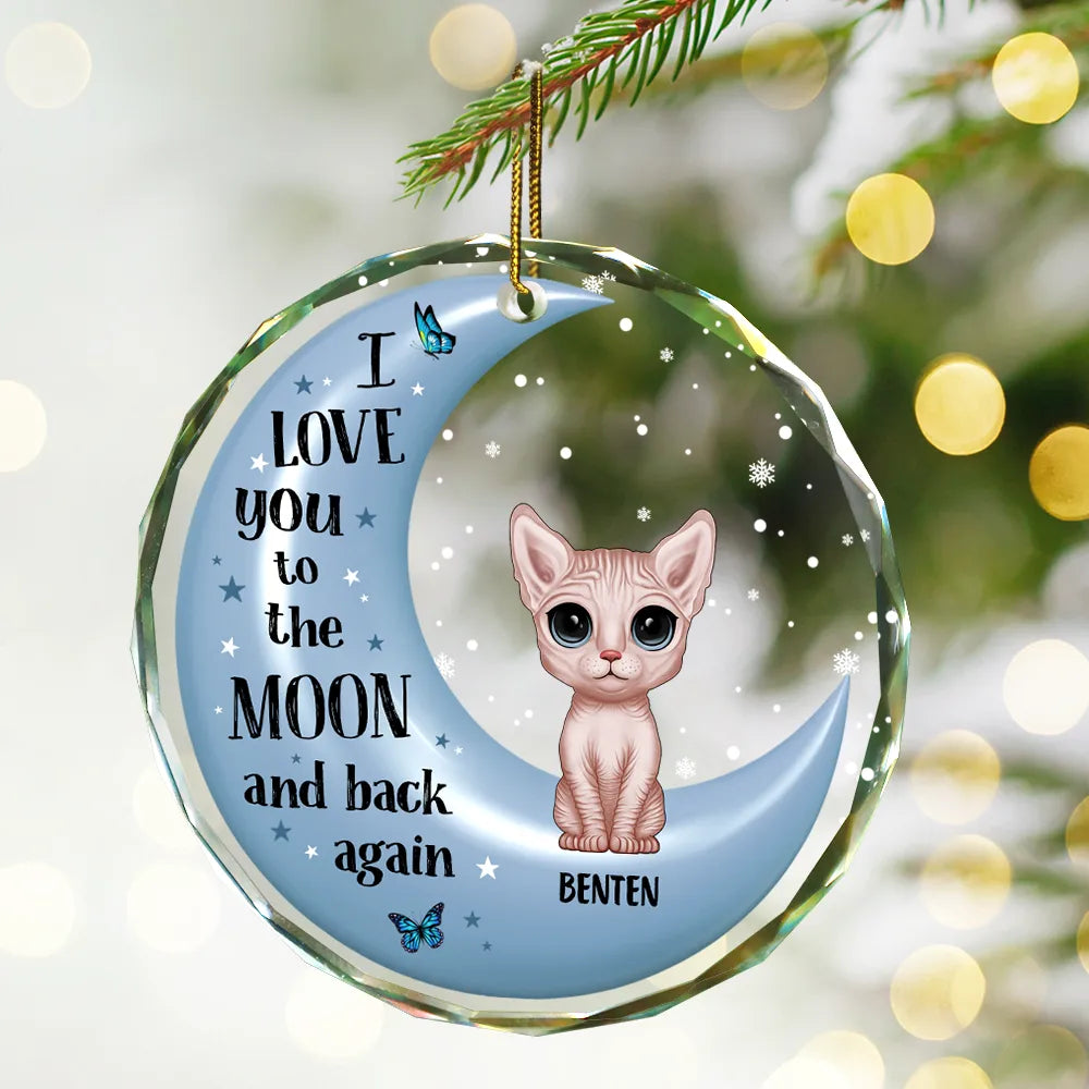 Love You To The Moon And Back Pet Lovers - Personalized Circle Acrylic Ornament