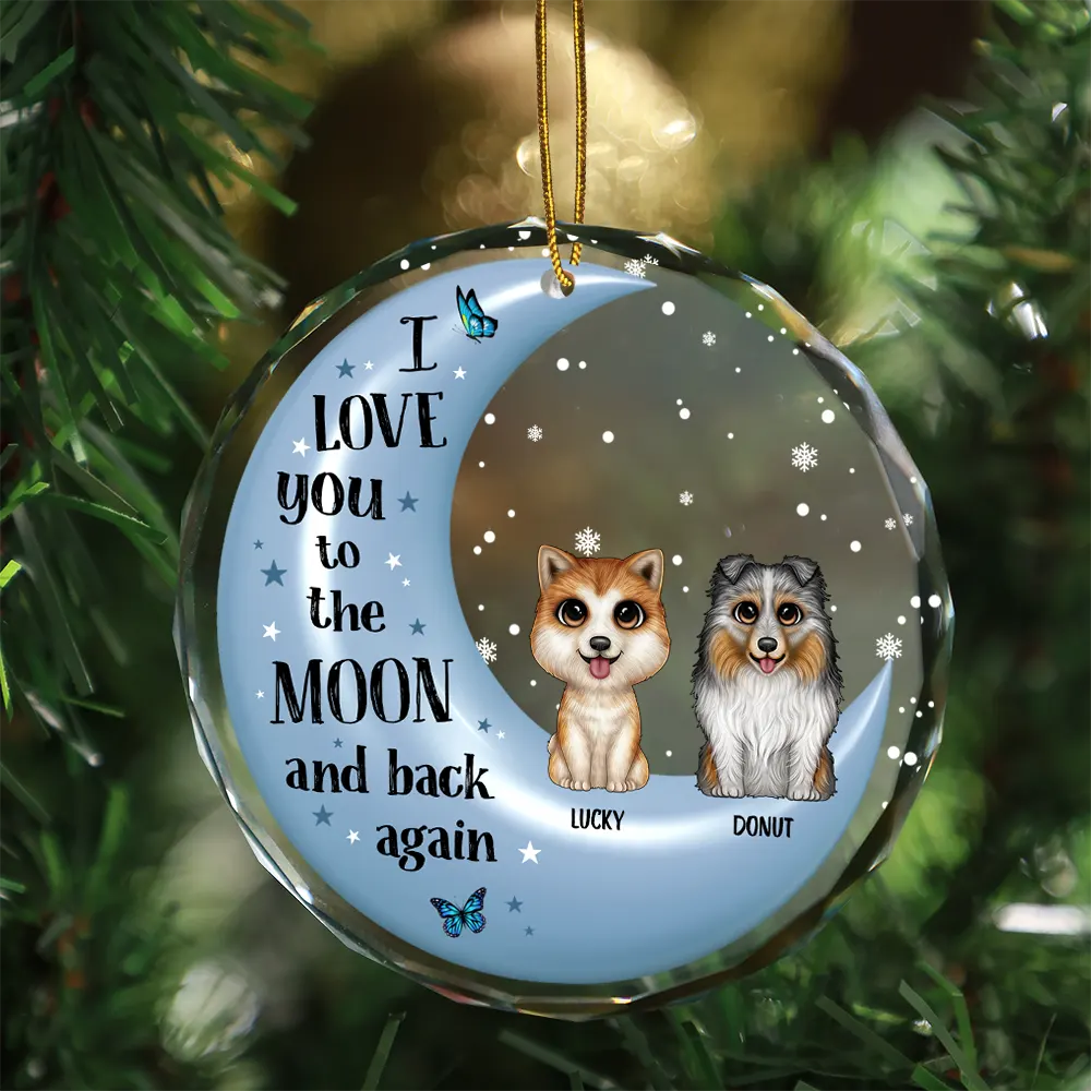 Love You To The Moon And Back Pet Lovers - Personalized Circle Acrylic Ornament