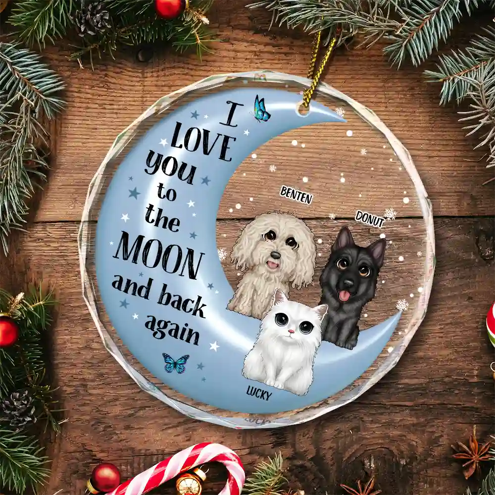 Love You To The Moon And Back Pet Lovers - Personalized Circle Acrylic Ornament