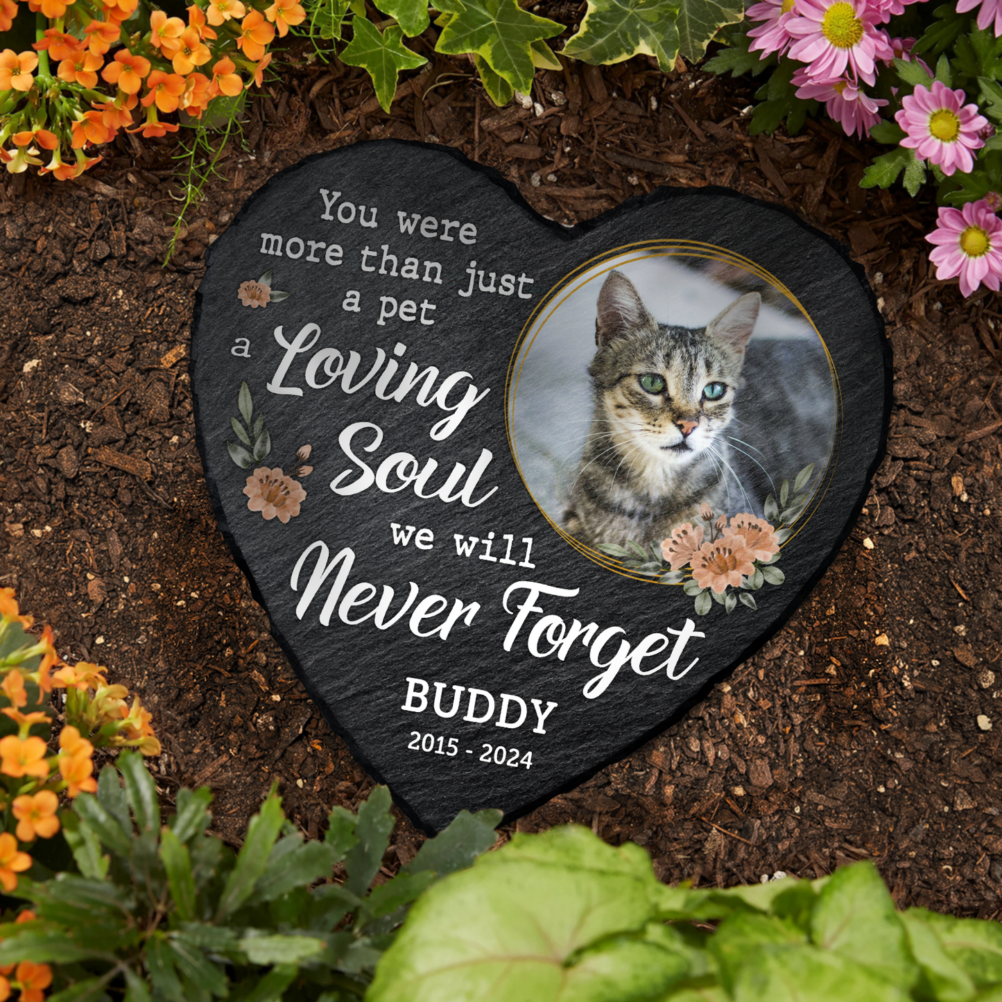 Custom Photo Dog Cat You Were More Than Just A Pet - Personalized Heart Memorial Garden Stone