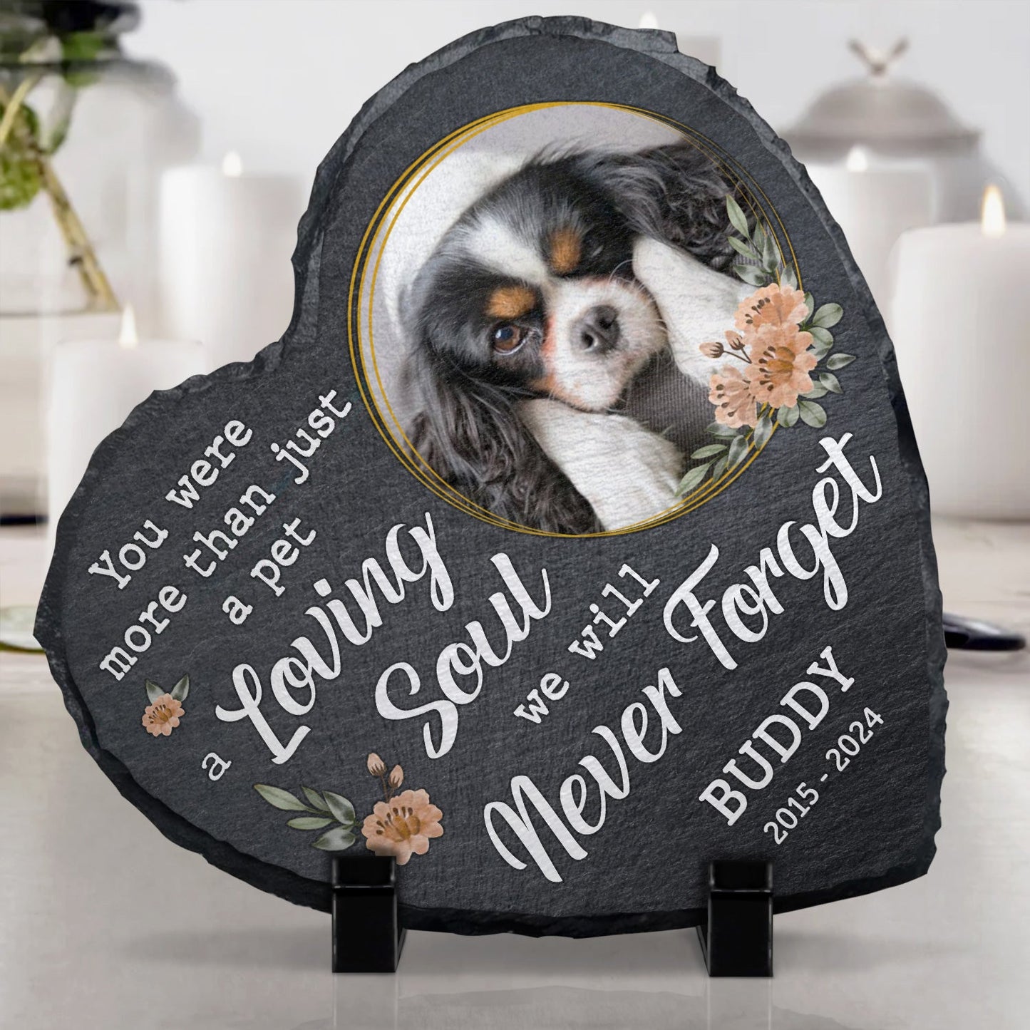Custom Photo Dog Cat You Were More Than Just A Pet - Personalized Heart Memorial Garden Stone
