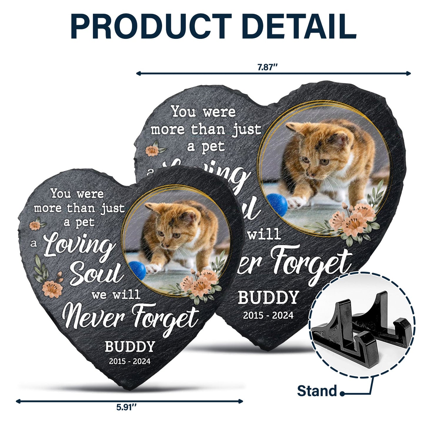 Custom Photo Dog Cat You Were More Than Just A Pet - Personalized Heart Memorial Garden Stone