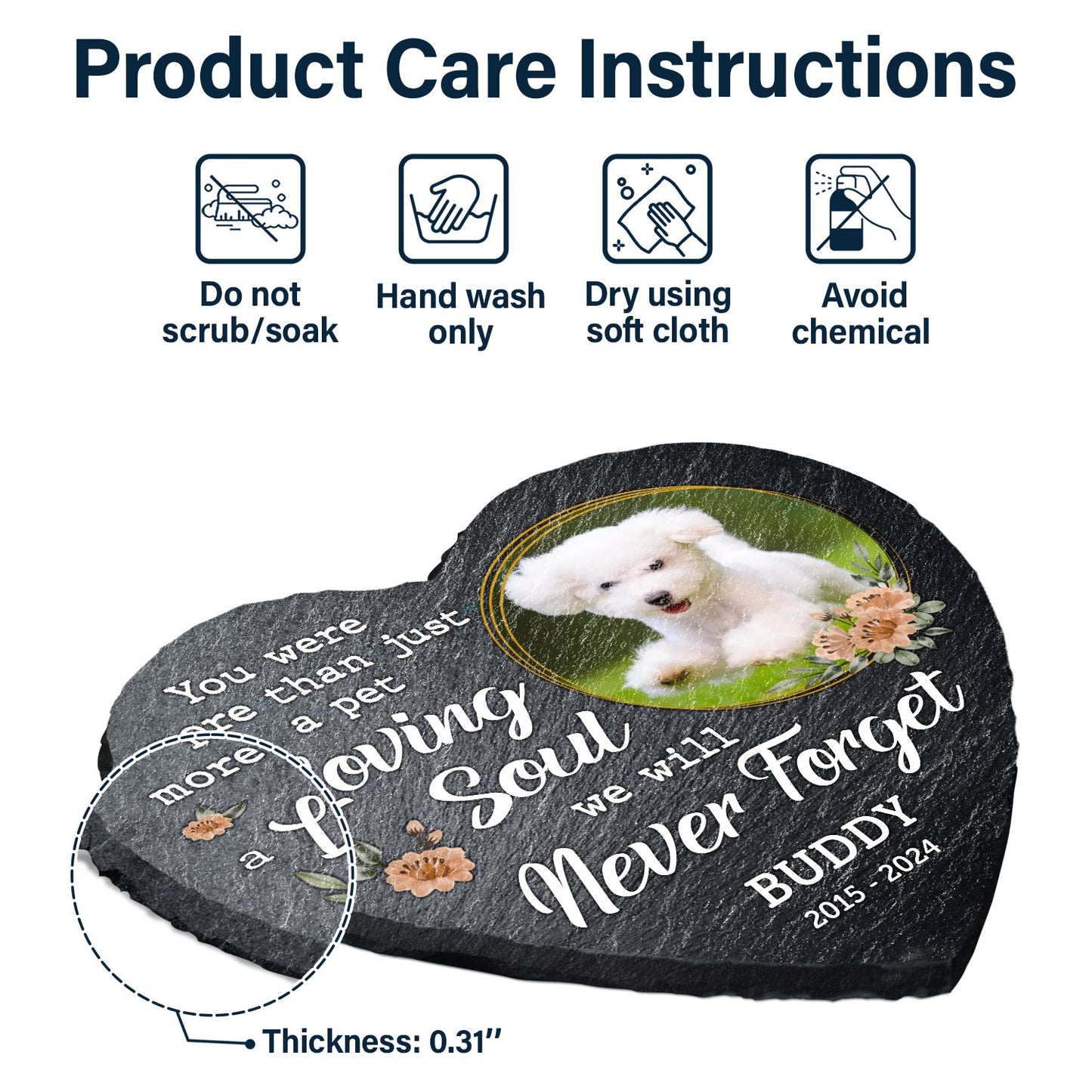Custom Photo Dog Cat You Were More Than Just A Pet - Personalized Heart Memorial Garden Stone