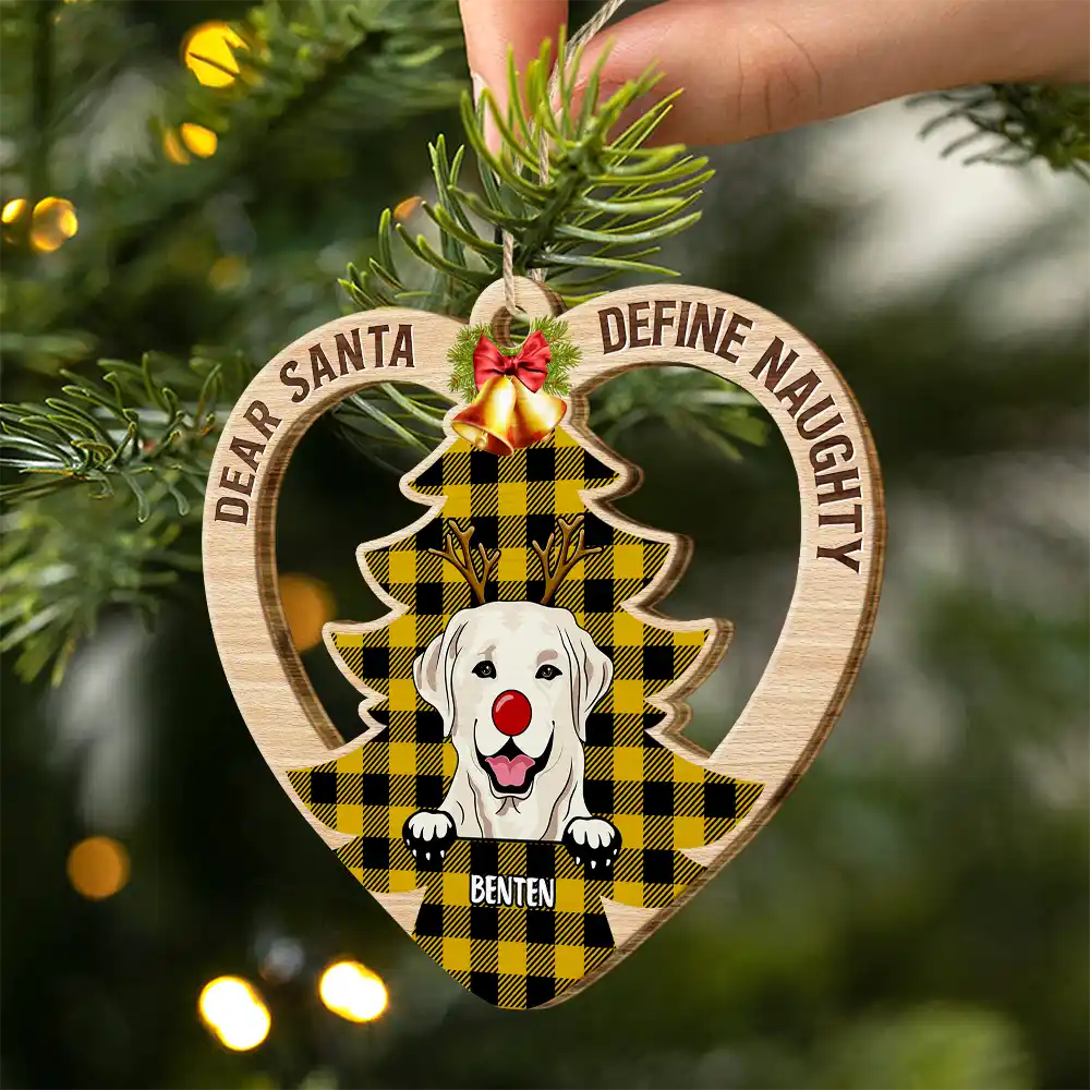 Dear Santa Define Naughty Christmas - Personalized Custom Shaped Wooden Ornament