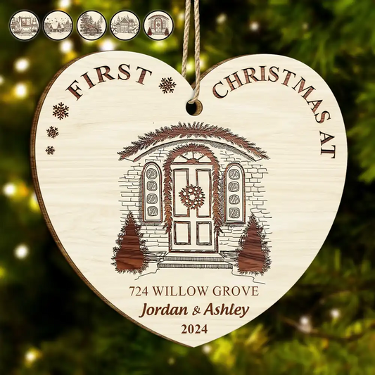 First Christmas In Our New Home - Personalized Custom Shaped Wooden Ornament