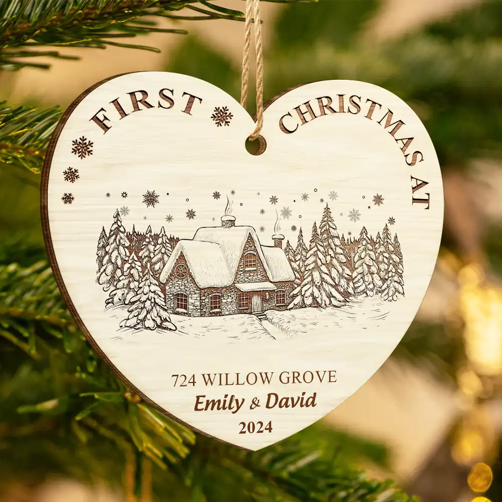 First Christmas In Our New Home - Personalized Custom Shaped Wooden Ornament