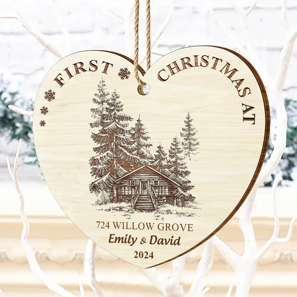 First Christmas In Our New Home - Personalized Custom Shaped Wooden Ornament