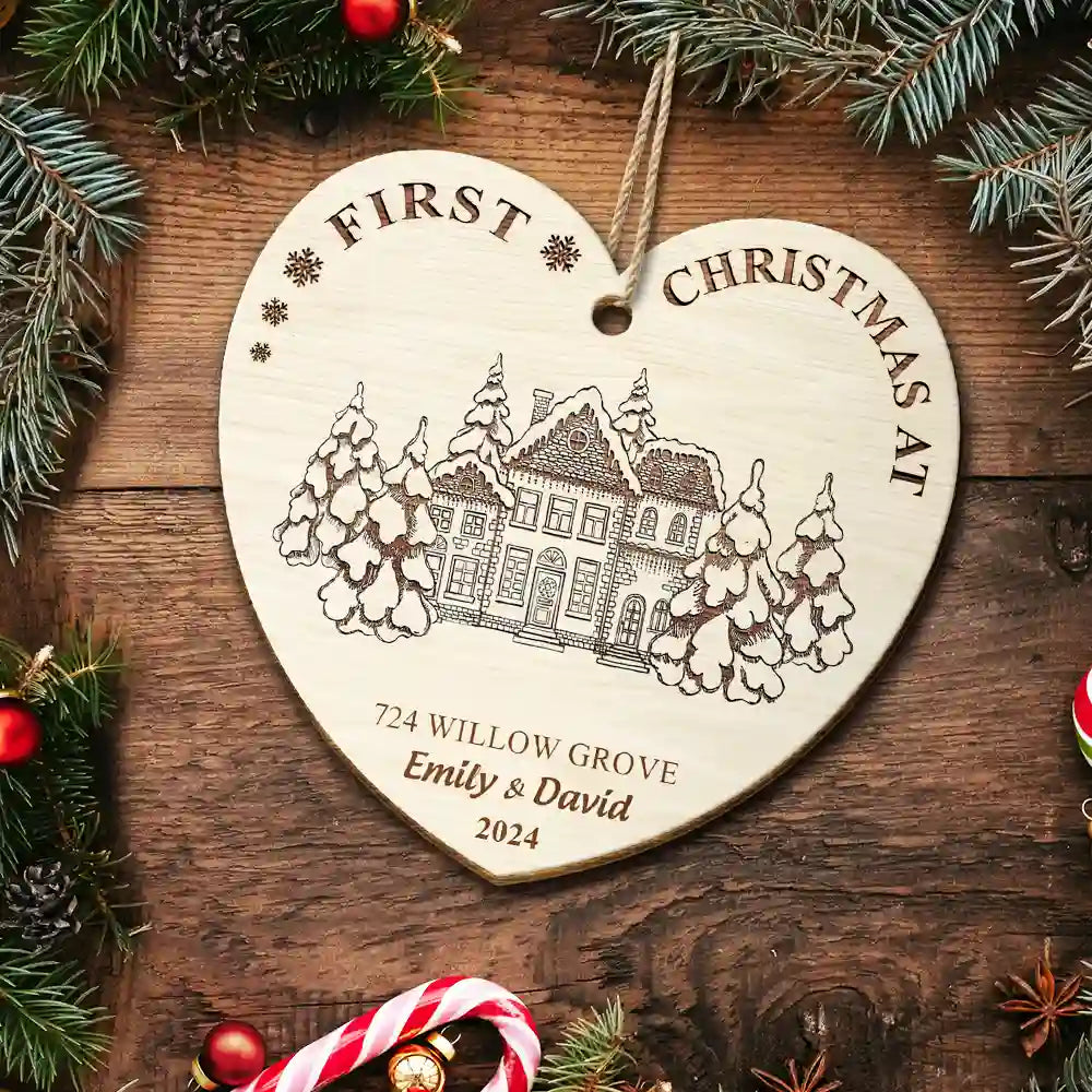 First Christmas In Our New Home - Personalized Custom Shaped Wooden Ornament