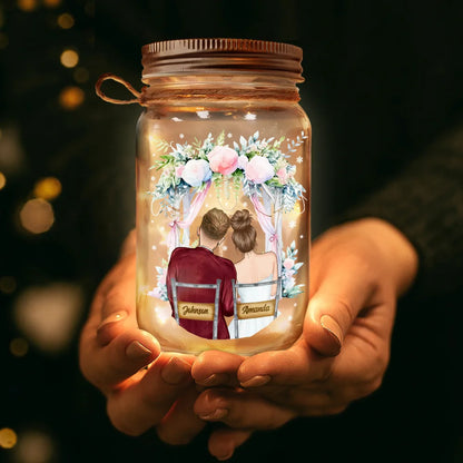 God Blessed The Broken Road Married Couples - Personalized Mason Jar Light