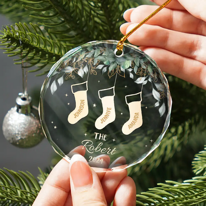 Family Christmas Stocking - Personalized Circle Acrylic Ornament