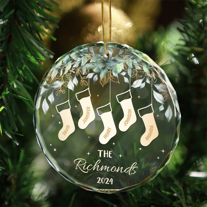 Family Christmas Stocking - Personalized Circle Acrylic Ornament