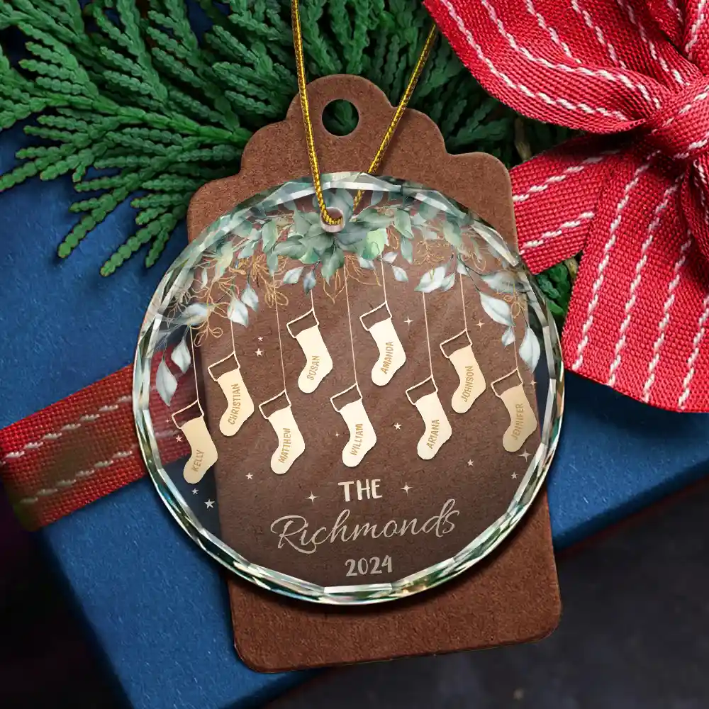 Family Christmas Stocking - Personalized Circle Acrylic Ornament