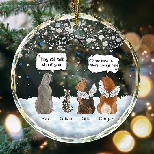 They Still Talk About You Memorial Pet Lovers Christmas - Personalized Circle Ornament