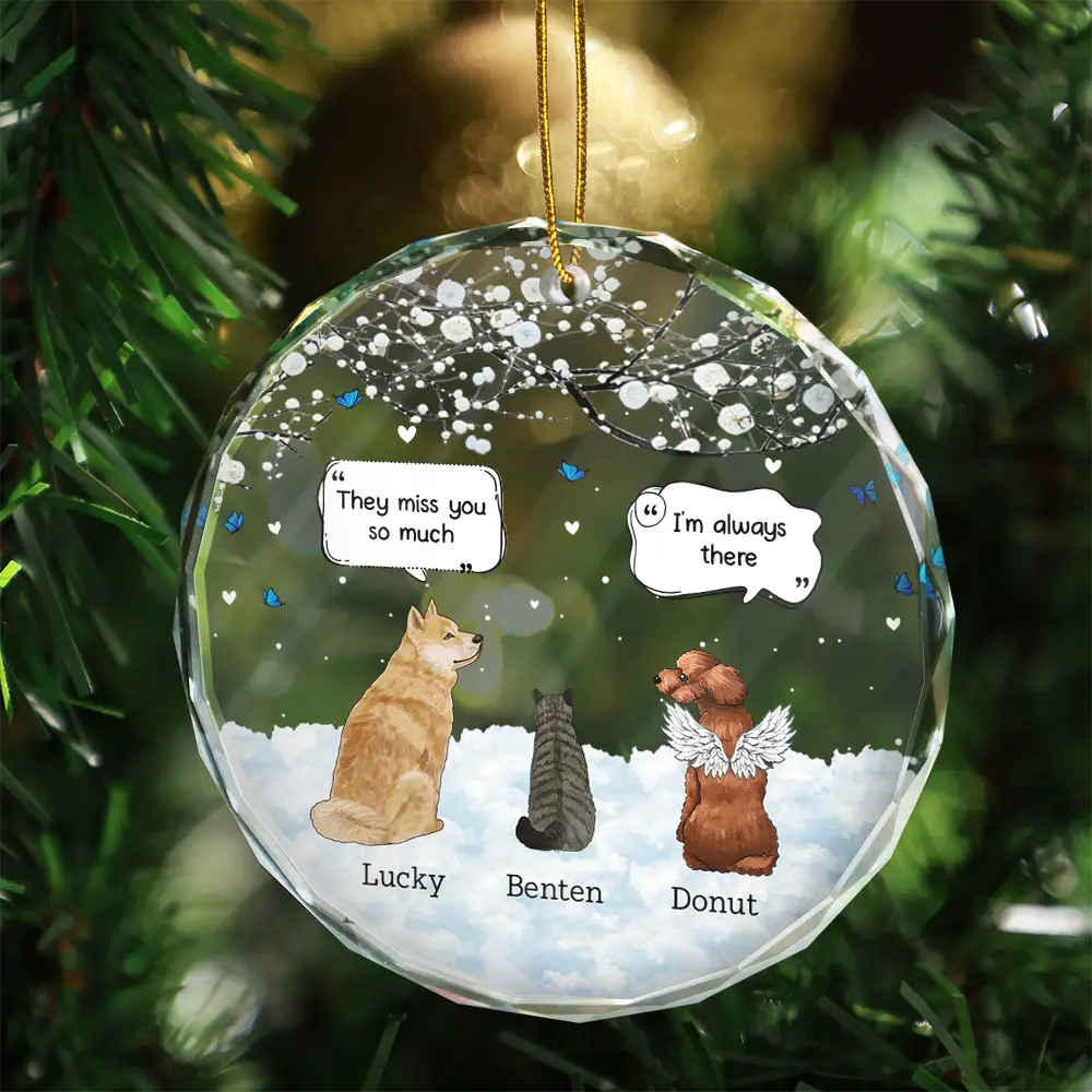 They Still Talk About You Memorial Pet Lovers Christmas - Personalized Circle Glass Ornament