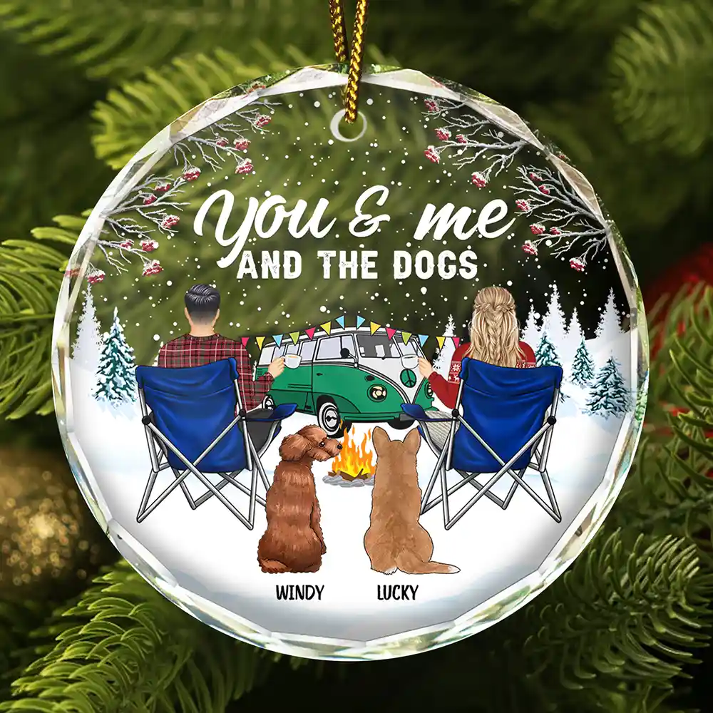 You And Me And The Dogs Camping - Personalized Circle Ornament