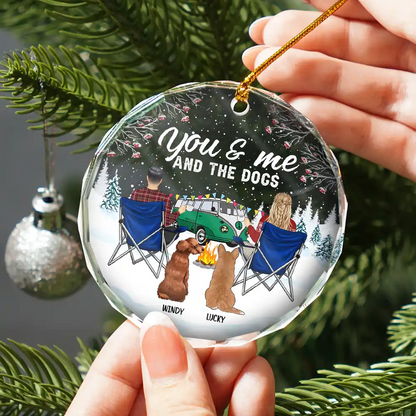 You And Me And The Dogs Camping - Personalized Circle Ornament