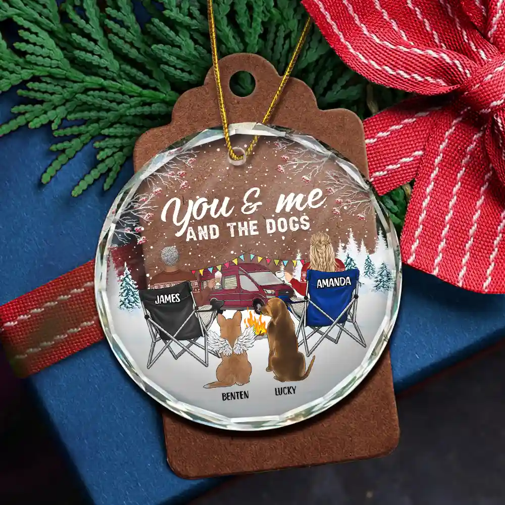 You And Me And The Dogs Camping - Personalized Circle Ornament