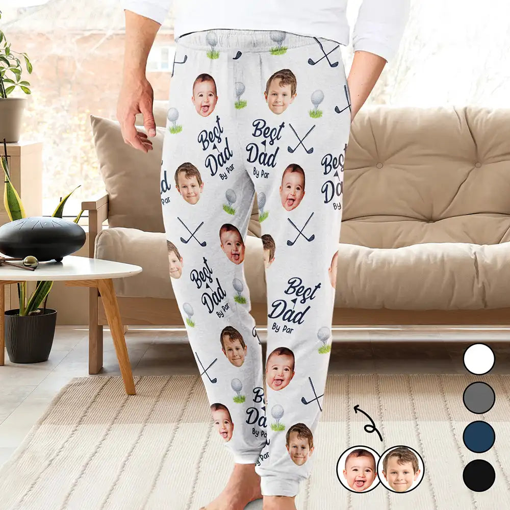 Gift For Grandpa, Gift For Father - Custom Photo Best By Par For Him - Personalized Pajama Pants