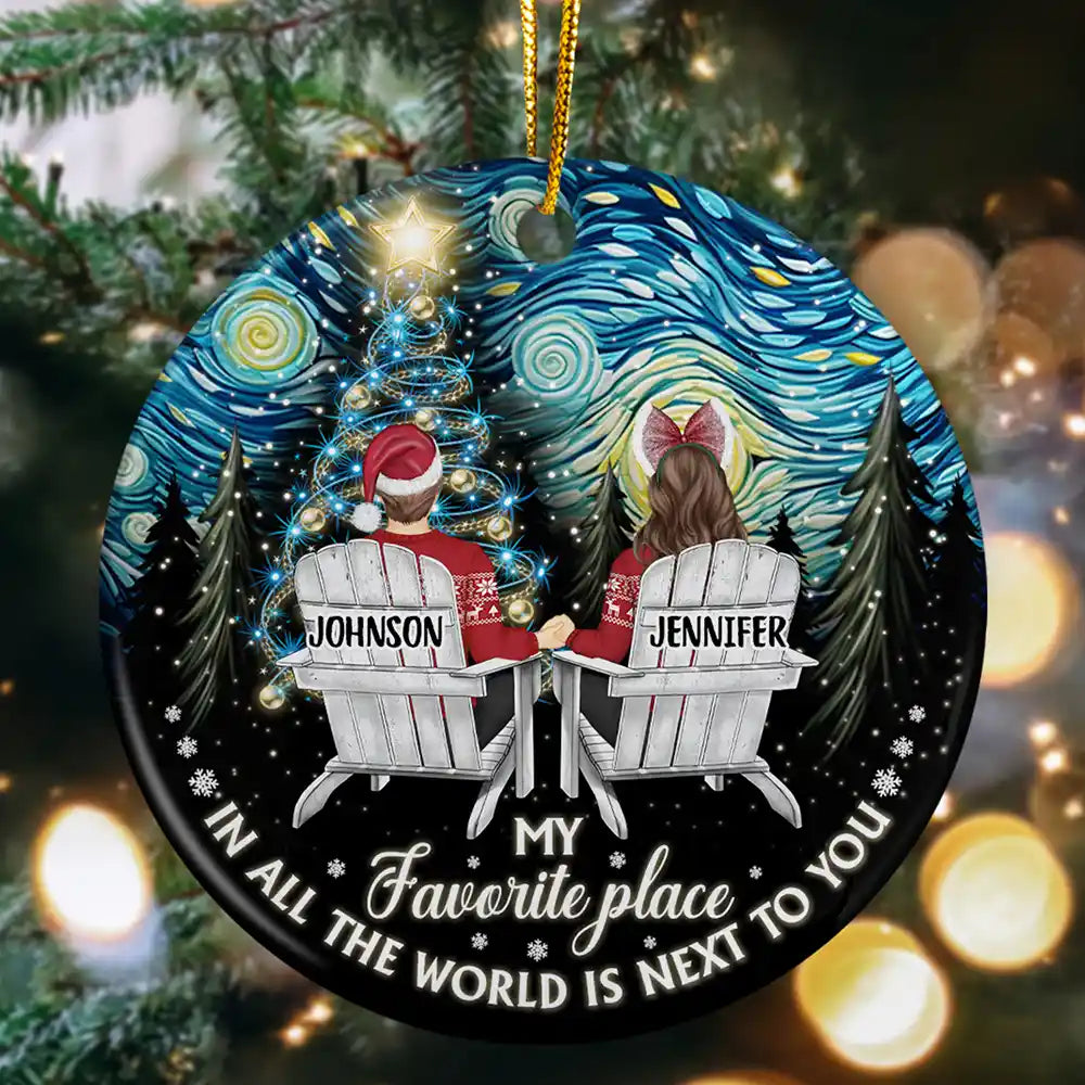 Next To You Couples Christmas - Personalized Circle Acrylic Ornament