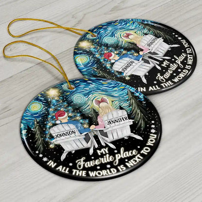 Next To You Couples Christmas - Personalized Circle Acrylic Ornament