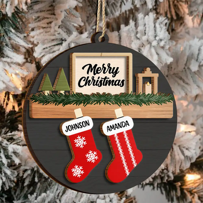 Family And Pet Christmas - Personalized Wooden Ornament