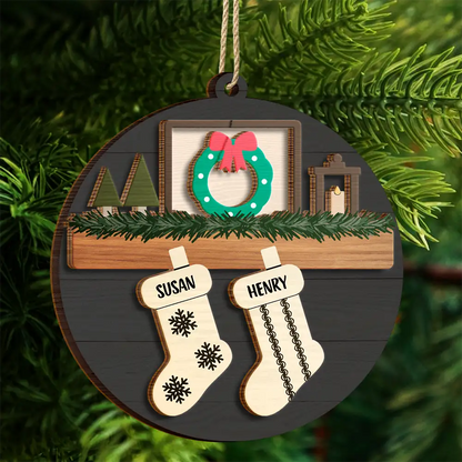 Family And Pet Christmas - Personalized Wooden Ornament