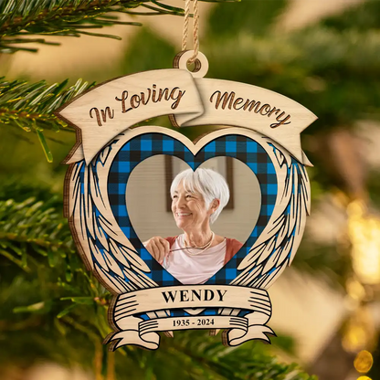 Custom Photo In Loving Memory Memorial - Personalized Custom Shaped Wooden Ornament