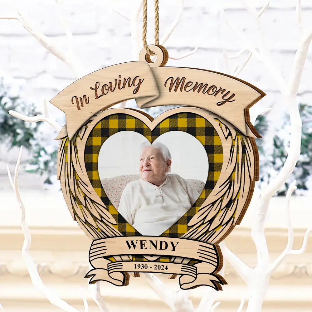 Custom Photo In Loving Memory Memorial - Personalized Custom Shaped Wooden Ornament