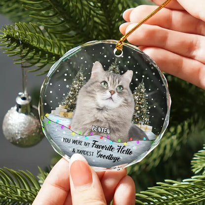 Custom Photo You Left Paw Prints Pet Memorial - Personalized Circle Glass Ornament