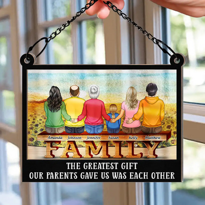 Family Where Begins The Love Never End - Personalized Window Hanging Suncatcher Ornament