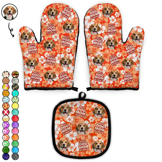 Custom Photo Best Dog Dad Dog Mom - Personalized Oven Mitts, Pot Holders