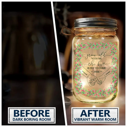 Newly Engaged Couple Holding Hands The Best Is Yet To Come - Personalized Mason Jar Light