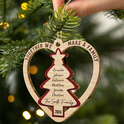 Together We Make A Family - Personalized Custom Shaped Wooden Ornament